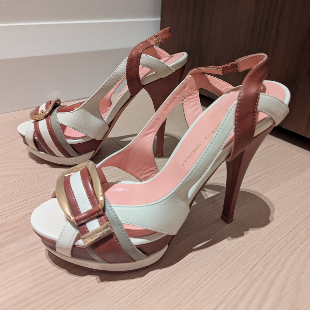 Mac Collection Women's Heels in Cream and Brown